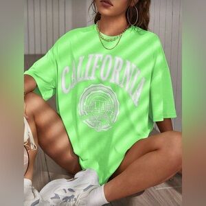 California Graphic Tee - Neon Green Women’s Top